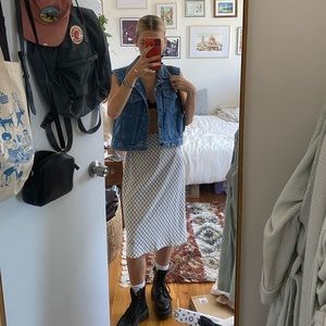 vintage black and white midi skirt size xs